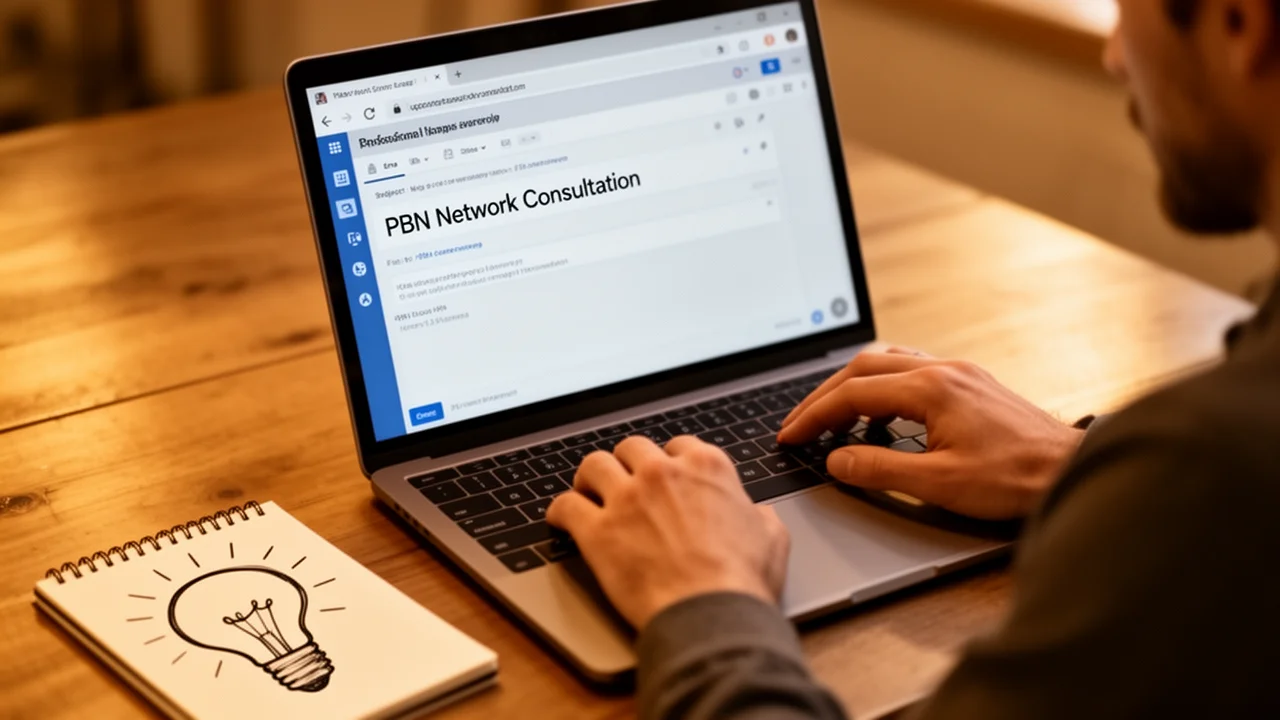 A professional preparing to send an inquiry for a PBN management consultation, symbolizing the first step to getting expert guidance.