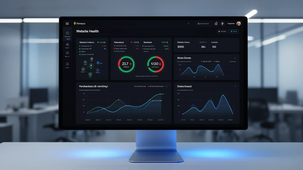 A centralized management dashboard monitoring the health and performance of multiple websites in a private blog network.